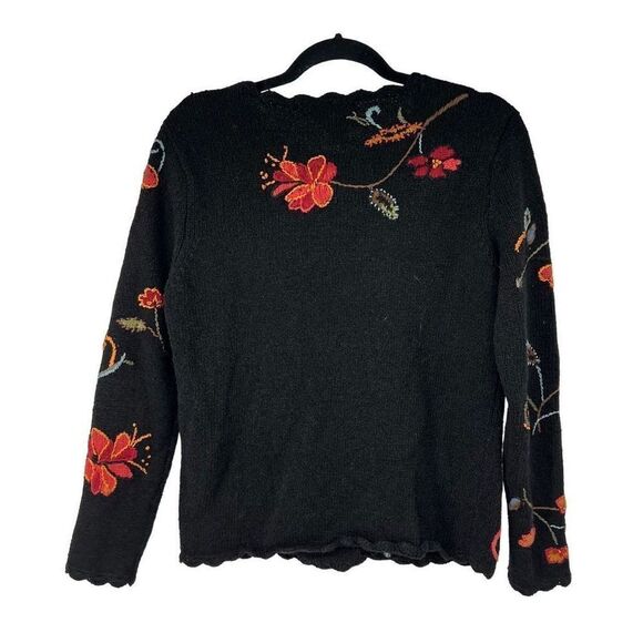 Vintage Coldwater Creek Heavily Floral Embroidered Button Up Cardigan - Picture 2 of 7